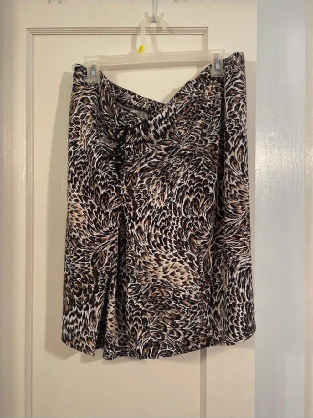 Harve Benard Brown Black Cream Printed A-Line Skirt with Subtle Pleat